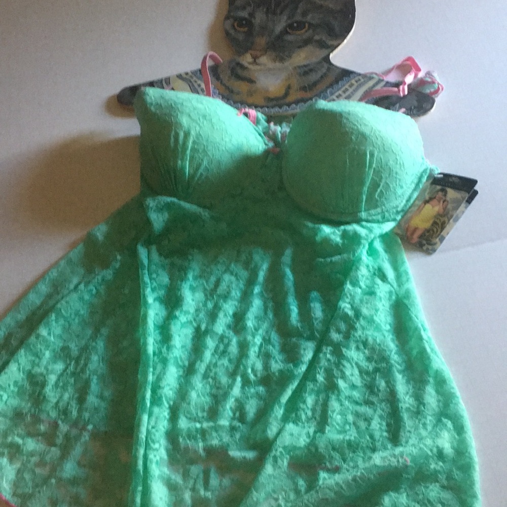 3x just sexy lingerie mint green and pink nwt